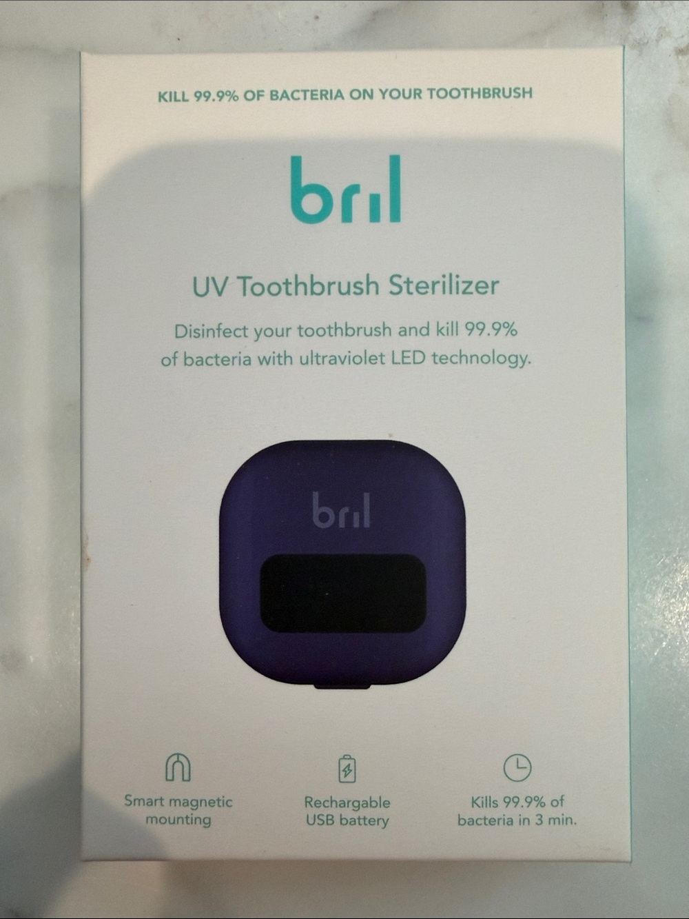 NWT Bril UV Black Toothbrush Sterilizer Kills 99% Bacteria On Your Toothbrush